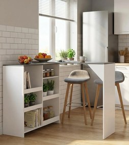 Stolik barowy z ruchomym regałem – biało Z6-W44