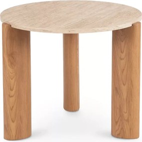 Stolik TRAVERTINO - funkcjonalny stolik do salonu 60 cm trawertyn / dąb