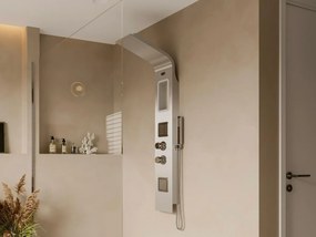 Panel prysznicowy z hydromasażem termostatycznym AMANDA - z półkami - 22*145 cm