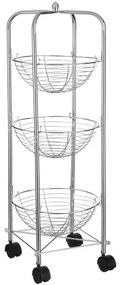 Wózek kuchenny z koszami na owoce, 3 poziomy, stal chromowana, 80 cm