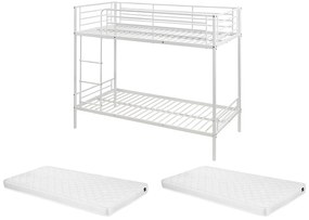 Łóżko piętrowe DUOTIS II - 2 × 90 × 190 cm - Biały + materace