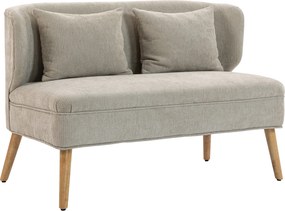 HOMCOM Dwuosobowa sofa, mała sofa z tkaniny chenille z oparciem skrzydłowym, grubym siedziskiem i nogami z drewna kauczukowego, beżowa | Aosom PL