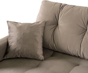 Sofa z Funkcją Spania SEUL Rozkładana Dwuosobowa Welurowa Beżowa Nowoczesna do Salonu