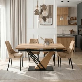 Stół Rozkładany Prostokątny REX 160-220 cm Dąb/Czarny do Jadalni Nowoczesny Loft