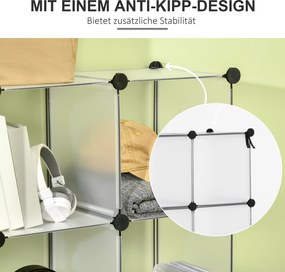 HOMCOM DIY system regałów sześcianu z drzwiami 16 kostek stojak stojący 125 x 32 x 125 cm