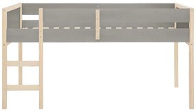Szaro-naturalne podwyższone łóżko dziecięce z litego drewna sosnowego 90x200 cm Square – Støraa