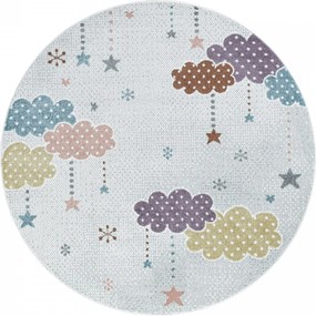 Dywan dziecięcy Lucky chmurki kolorowe 120 cm x 120 cm  koło