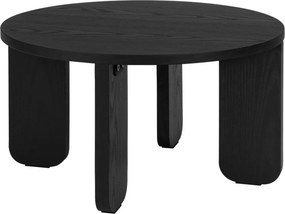 Czarny okrągły stolik z blatem w dekorze dębu ø 55 cm Kuvu – noo.ma