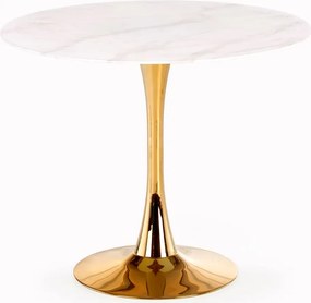 Okrągły szklany stół w stylu glamour marmur + złoto T2-L15