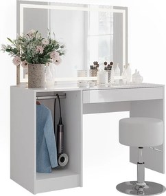 Stół do toalety biały/biały wysoki połysk 119.8x50.1x76 sherry