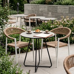 Krzesło Ogrodowe Białe 56x60x78 cm Plecione Brązowe Sznurki Nowoczesne