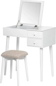 Biała toaletka z lustrem, schowkiem na biżuterię i 2 szufladami Bonami Essentials Beauty