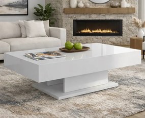 Stolik kawowy do salonu Orido 120x60 cm, kolor biały połysk