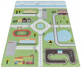 Dywan dziecięcy Play uliczki zielony 80 cm x 120 cm