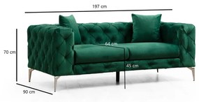 Ciemnozielona aksamitna sofa 197 cm Como – Artie