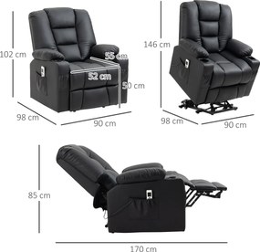 HOMCOM Fotel masujący z podnóżkiem pomocny w wstawaniu do 150kg fotel relaksacyjny | Aosom PL