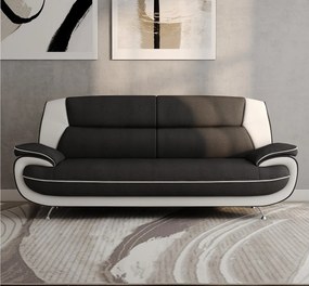 Sofa trzyosobowa, tkanina Kronos, czarno-biała, Palermo