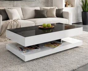 Stolik kawowy Tora 120x60 cm, kolor czarno-biały połysk