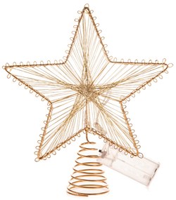 Metalowy szpic świecący na choinkę Golden Glow, 20 x 24 cm, 10 diod LED