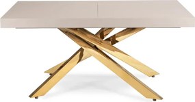 Stół Prostokątny Rozkładany HAMPTON 160-240 cm Kaszmir/Złoty do Jadalni Glamour