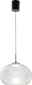 Brena - Przezroczysta lampa wisząca pojedyncza firmy Fabas Luce - Ściemnialna dioda LED 14 W - Lampa sufitowa - Średnica 33 cm