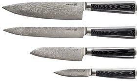 Zestaw noży G21 Damascus Premium w bambusowym bloku, 4 szt. + kamień do ostrzenia