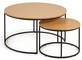Okrągłe stoliki z blatem w dekorze dębu zestaw 2 szt. ø 80 cm Yona − Kave Home