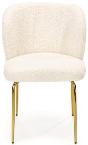 Krzesło, bouclé kremowe, K474 złoty stelaż, nowoczesne, eleganckie,