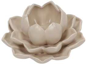 Świecznik na tealight kwiat lotosu z porcelany, 12,5 x 13 x 6,5 cm