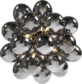Designerska lampa sufitowa czarna z przydymionym szkłem 4-światłowa - Uvas