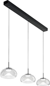 Brena - Lampa wisząca Fabas Luce 3-punktowa - 30W ściemnialna dioda LED - Przezroczysta, liniowa konstrukcja