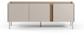Kremowo-naturalna szafka pod TV w dekorze dębu 140x53x35 cm Lucile – Marckeric