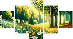 Obraz - Wieś w żółto-zielonym (125x70 cm)