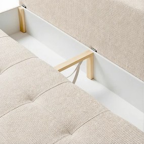 Sofa z Funkcją Spania MORANA Kremowa Szenil Nowoczesna