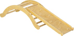 AIYAPLAY Zestaw wspinaczkowy dla dzieci, design 4 w 1 z mostkiem łukowym, huśtawką, poduszką, rampą zjeżdżalnią, do użytku wewnętrznego, Drewno