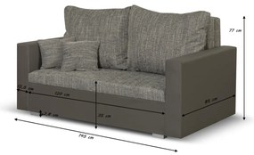 Sofa 2 os z funkcją spania HUBERT Srebrny/Biały