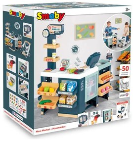 Smoby maximarket wózek elektroniczną kasą ze skanerem waga i lodówka