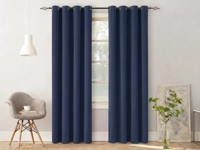Granatowa zasłona OXFORD 140x250 cm Zawieszanie: Taśma z wiązaniami