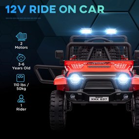 AIYAPLAY Elektryczny samochód dla dzieci z łagodnym zawieszeniem, sterowany pilotem, LED swiatła, klakson, 12V silniki, z plastiku i metalu, Czerwony