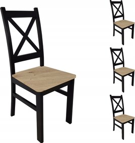 Krzesła drewniane 4 szt Krzyżak Czarny + ARTISAN