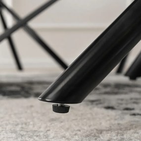 Zestaw Stół Prostokątny Rozkładany VICTOR 160-240 cm Czarny Marmur i 4 Krzesła Tapicerowane FLAV Szare Nowoczesne