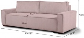 Trzyosobowa sofa rozkładana SMART różowa