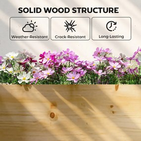 Outsunny Podwyższona skrzynia z drewna, donica z przegrodą i otwartym dnem, grządka ogrodowa 235 x 66 x 26 cm drewno naturalne | Aosom PL