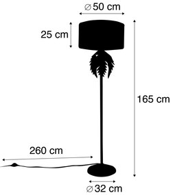 Vintage lampa podłogowa złota z czarnym aksamitnym kloszem 50 cm - Botanica Rustykalny / Vintage Oswietlenie wewnetrzne