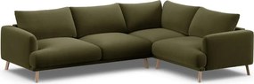 Zielony aksamitny narożnik (prawostronny/w kształcie litery L) Naomi – Micadoni