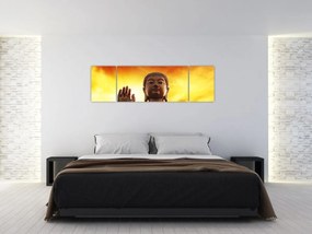 Obraz - Budda z czerwonym i żółtym tłem (170x50 cm)