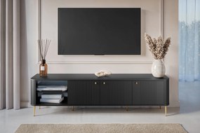 Szafka RTV Vesper 3D 187 cm - czarny / złote nogi