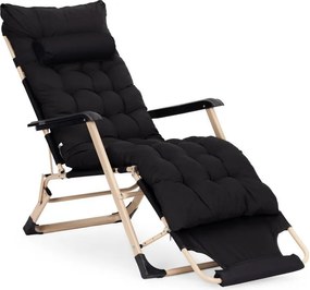 Leżak ogrodowy, składany, z poduszką Malta 010, czarny/złoty