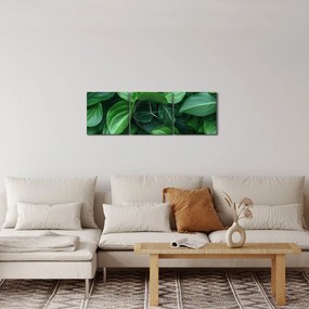 Obraz - Zielone liście (z zegarem) (90x30 cm)