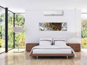 Obraz - Lampart pośród kwiatów (170x50 cm)